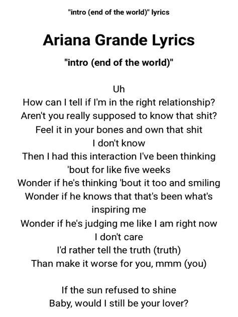 Ariana Grande – intro (end of the world) Lyrics .